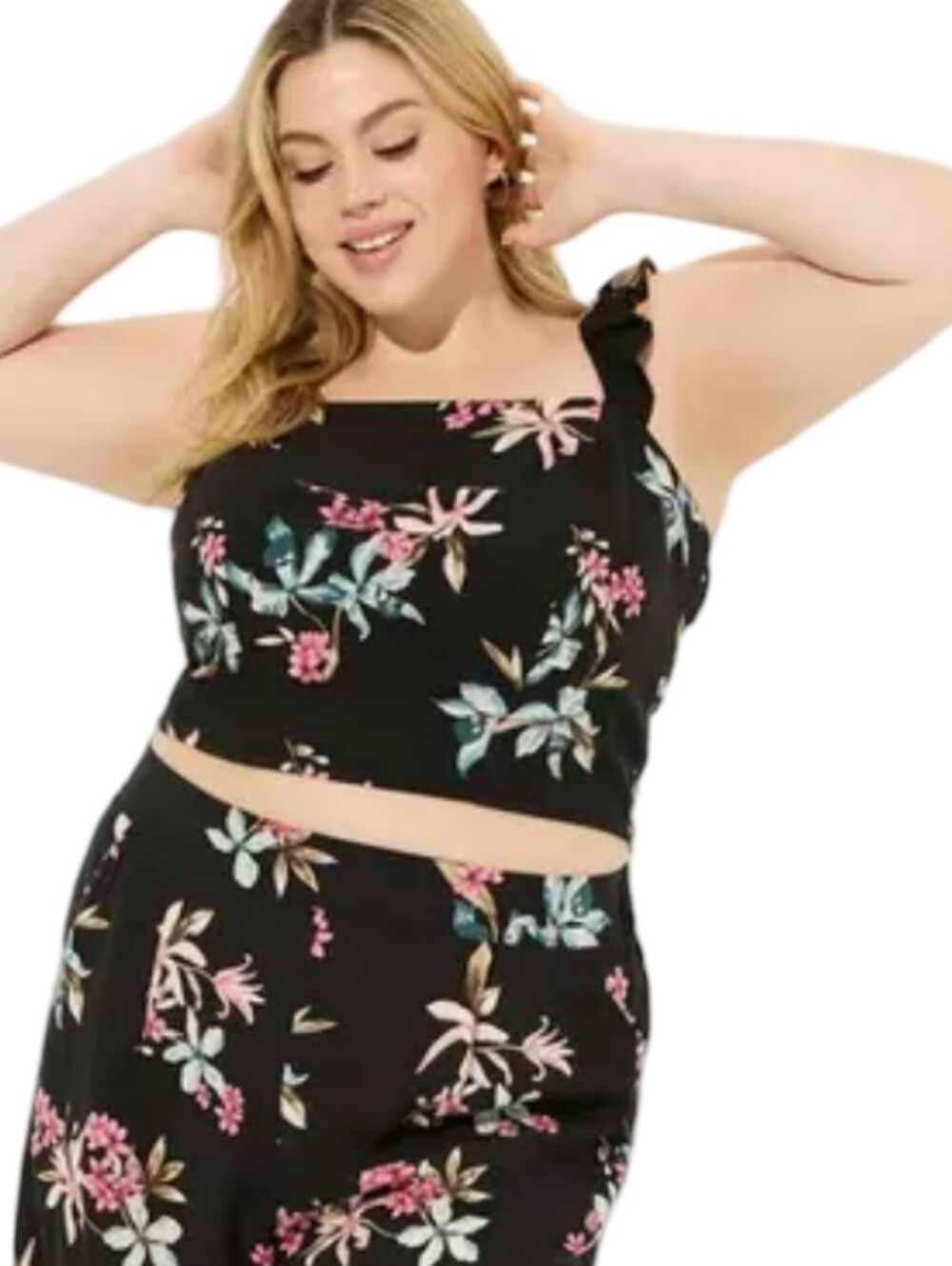 Torrid | Challis Smocked Top Ruffle Trim Crop Top  | Floral | Coquette | Garden
